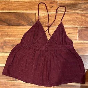 burgundy cropped cross-back camisole